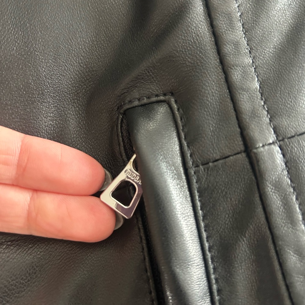 RUDSAK Quilted Black Real Leather Jacket (High collar hidden hood) - Picture 15 of 15